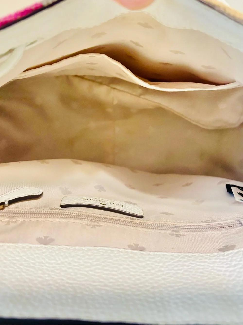 Kate Spade Women's White Striped Mini Backpack Leather Adjustable Strap Designer